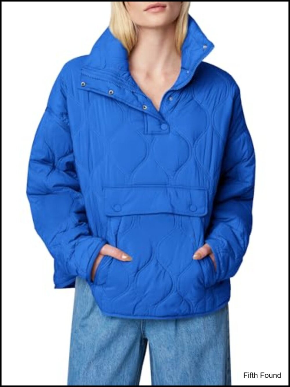 Women's Oversized Quilted Puffer Jacket Half Zip Pullover Lightweight